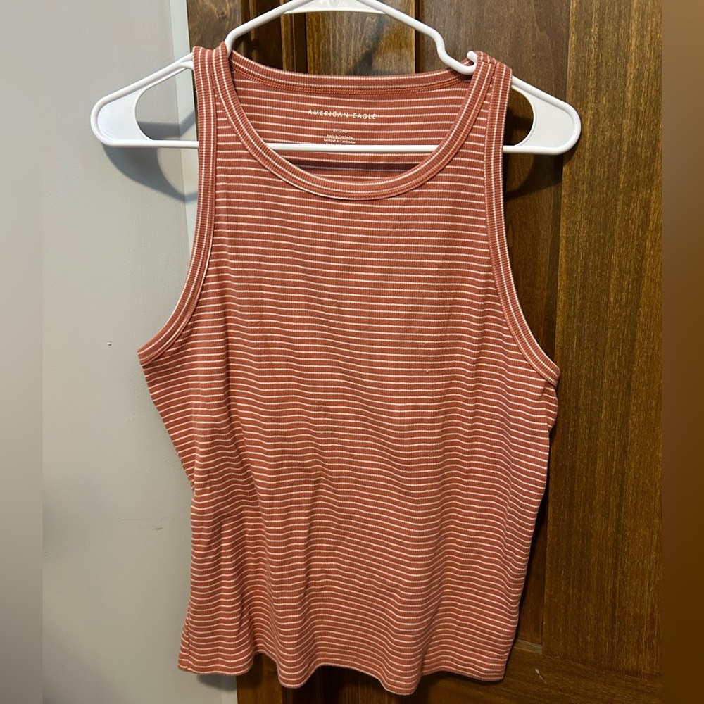 orange striped american eagle tank